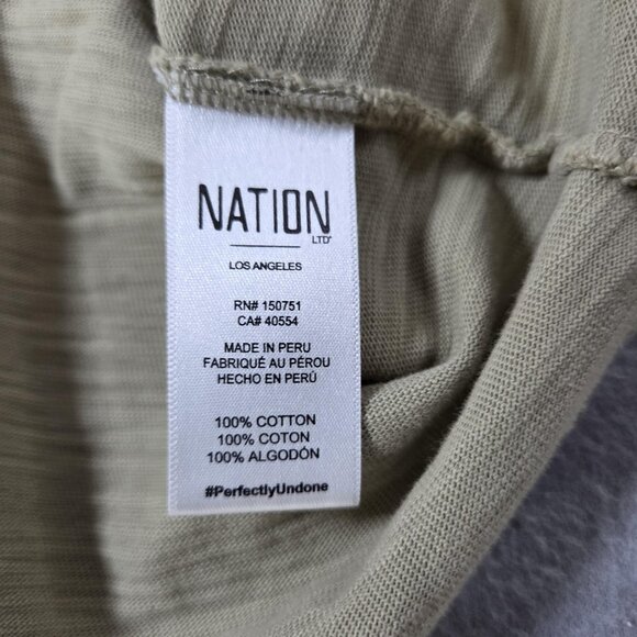 Nation LTD Shirt Womens Medium Green Puff Ruched Sleeve Scoop Neck Cotton Top - Picture 9 of 9